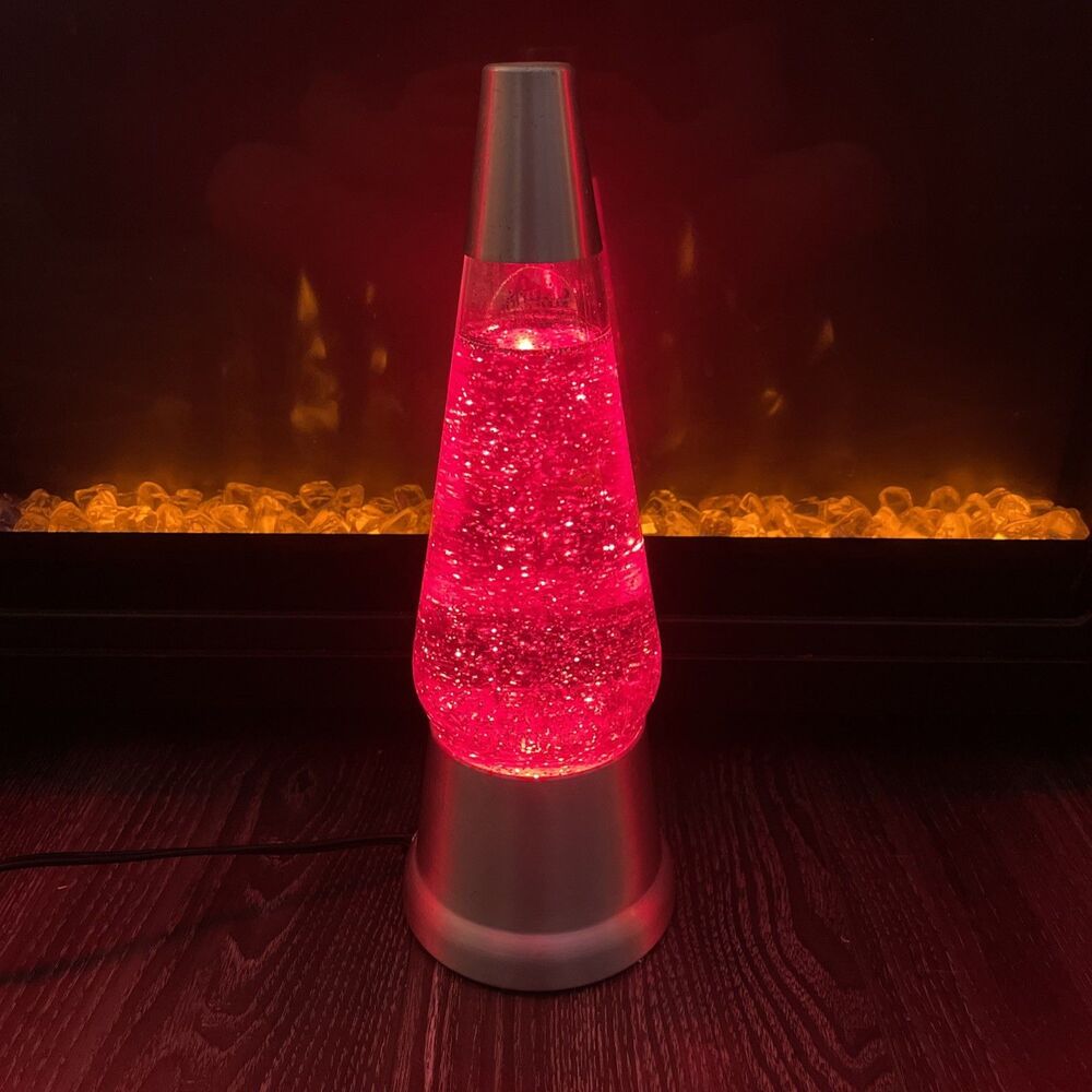 Original Lava Lite Lamp 32 ounce Red liquid silver glitter